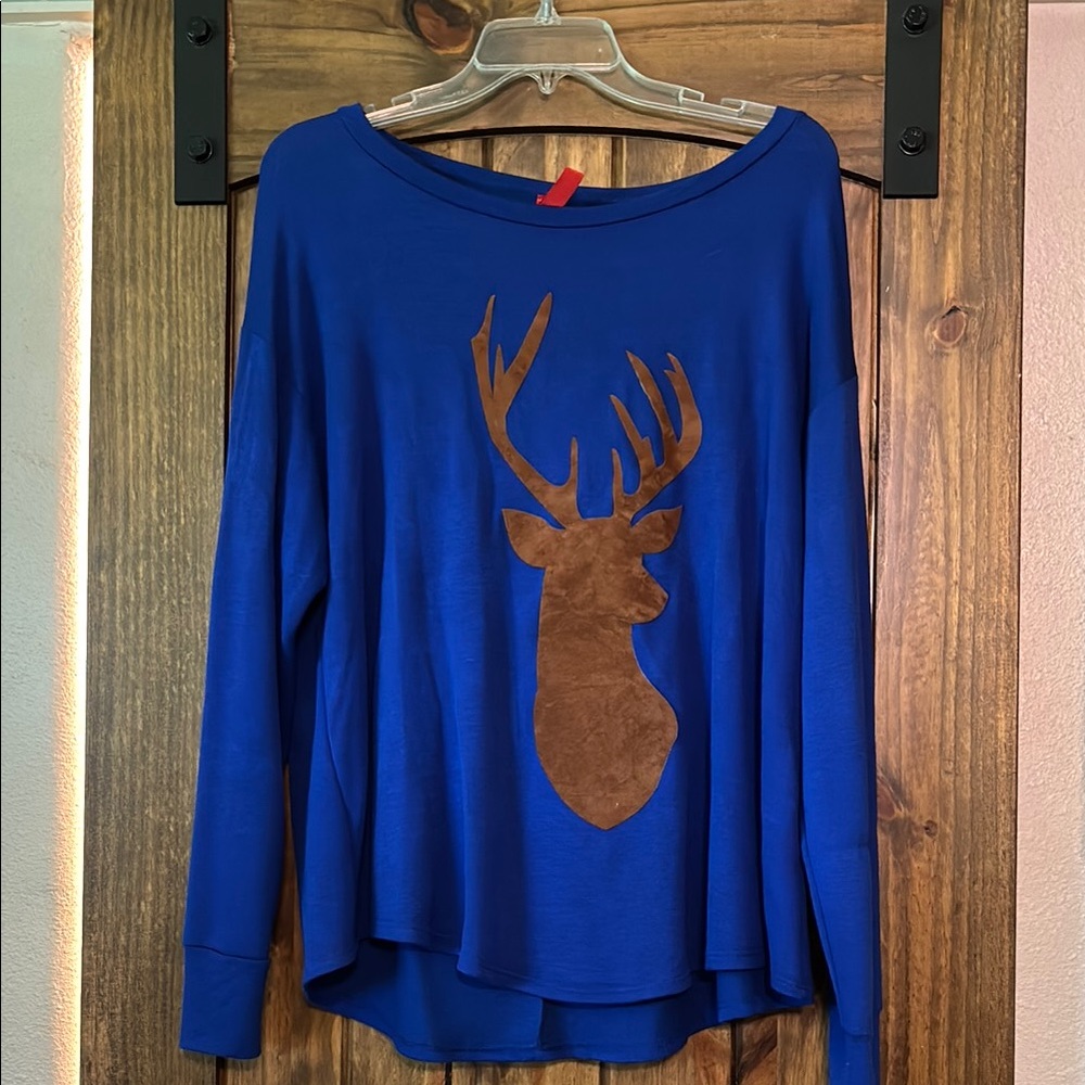Blue Deer Print Women's Top